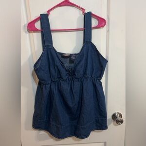 Y2K Denim Chambray Plus size twist front tank top size XL Zoey Beth